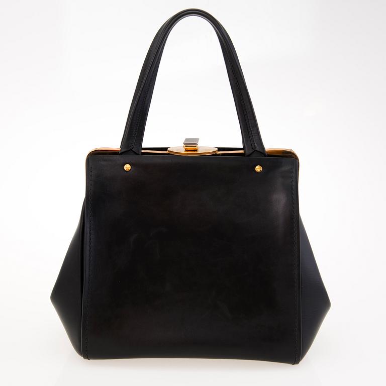 Lanvin Black Leather Vertical Doctor Bag.