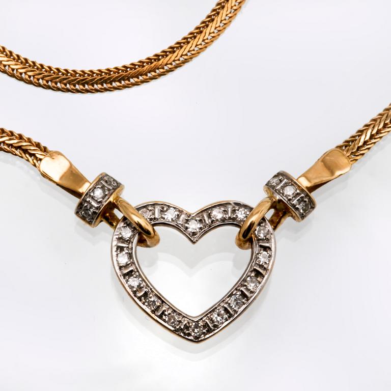 Necklace 18k gold with single-cut Diamonds, Balestra.