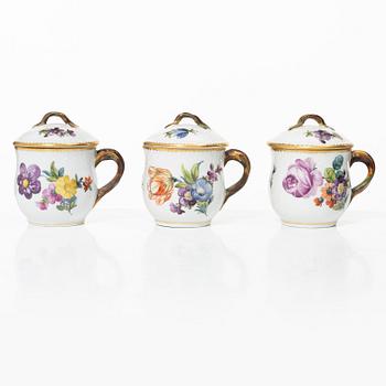 Royal Copenhagen, six cream cups, "Sachsisk Blomst", Denmark, 1889 - 1922.