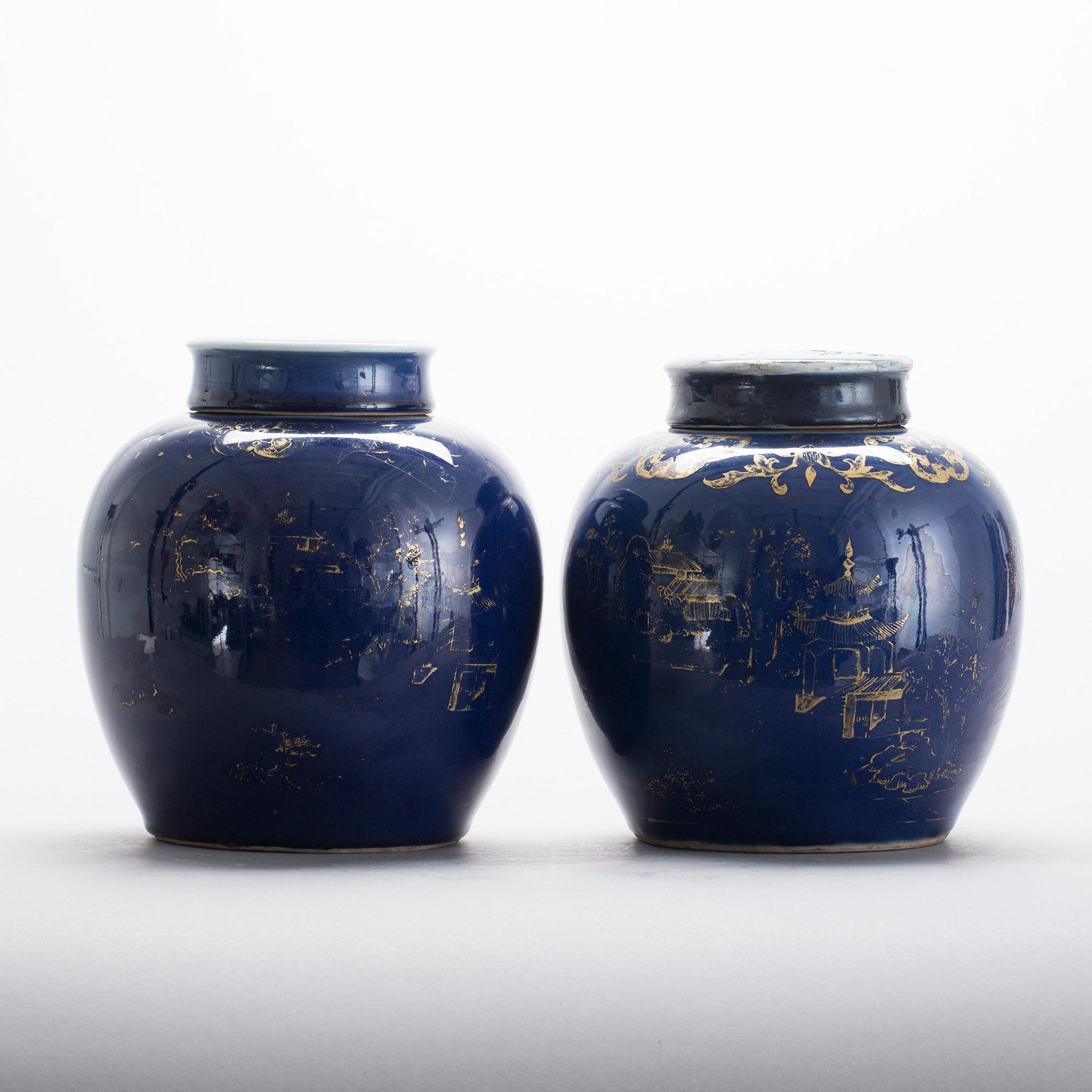 BOJANER, ett par, Kina, Qianlong (1736-1795), porslin.