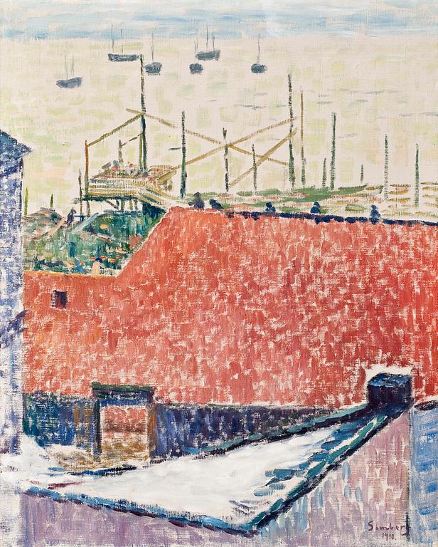 Hugo Simberg, "CONSTRUCTION WORK IN KATAJANOKKA - VIEW FROM THE ARTIST'S WINDOW".