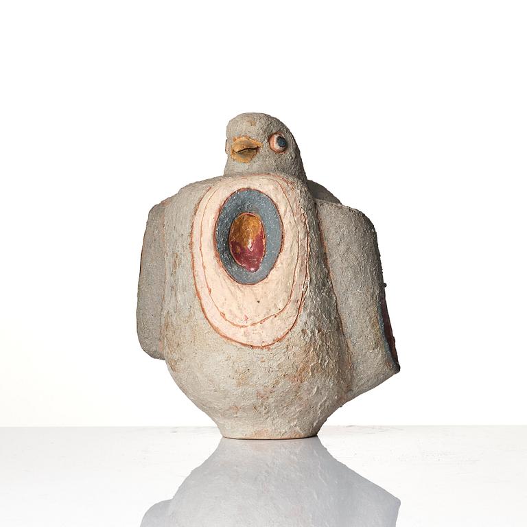 Tyra Lundgren, a chamotte stoneware sculpture of a bird, own studio, 1960.