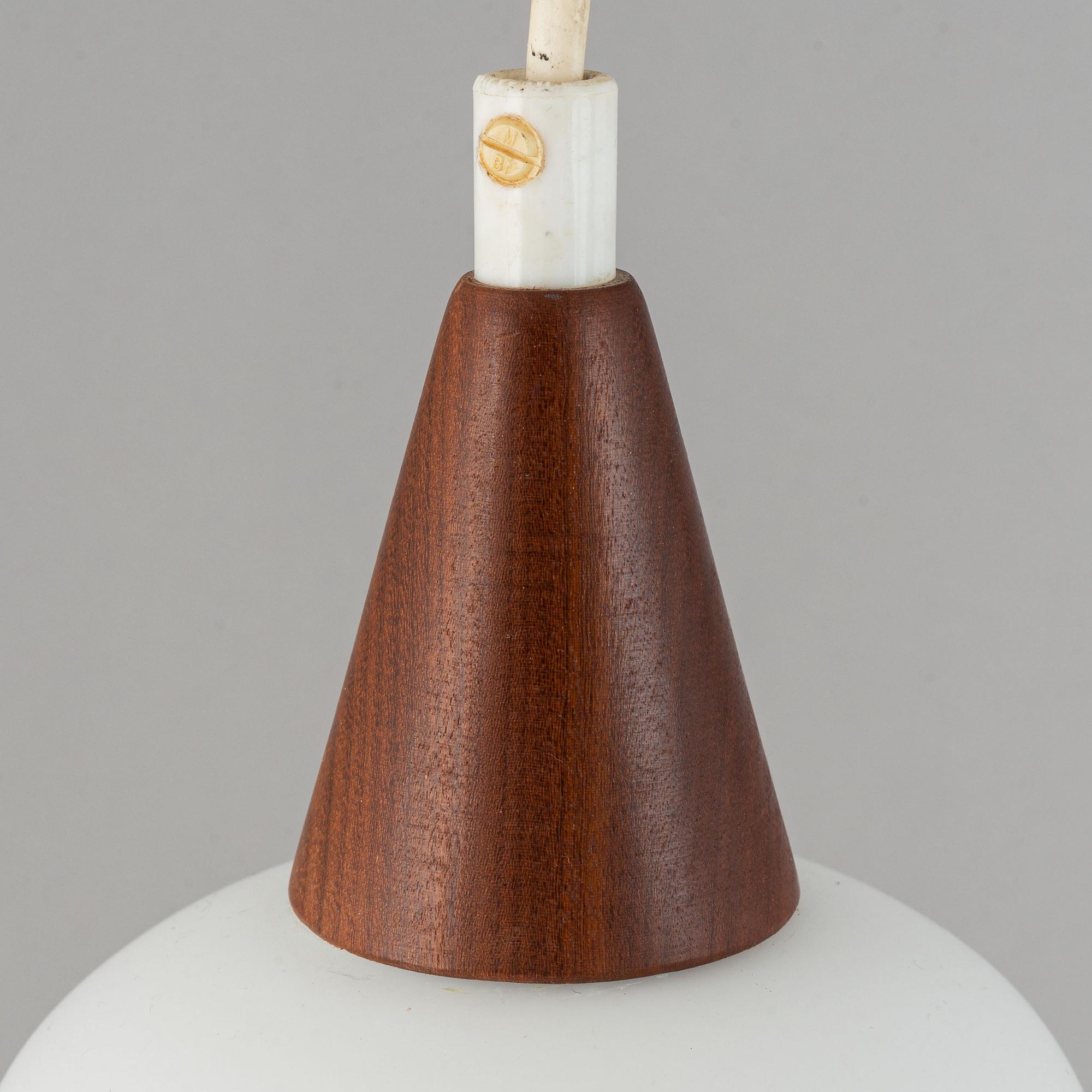 A teak and glass ceiling lamp. 1960's.
