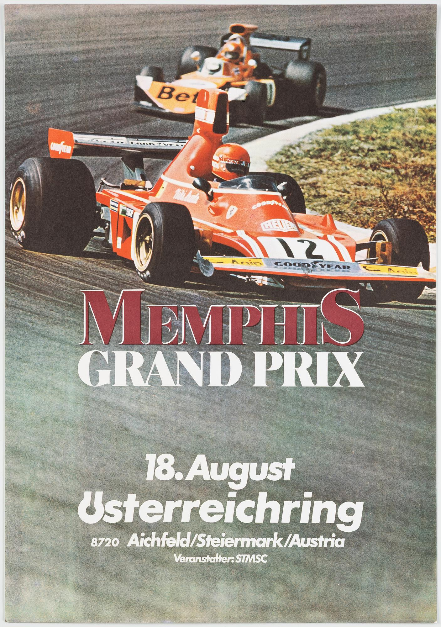 Affisch, Memphis Grand Prix, Österreichring, Österrike, 1974.