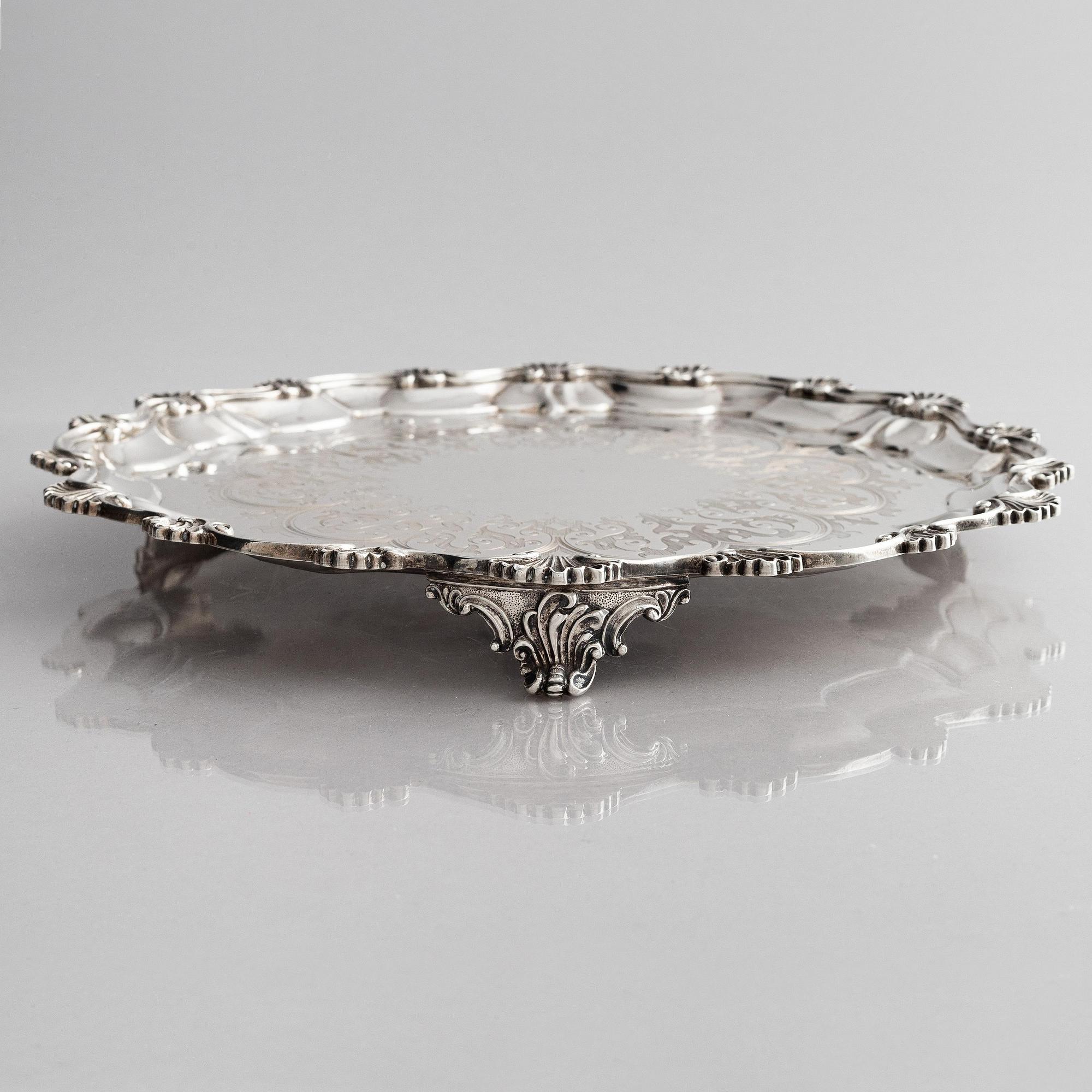 Hands & Son, presenterfat/salver, silver, London 1859.