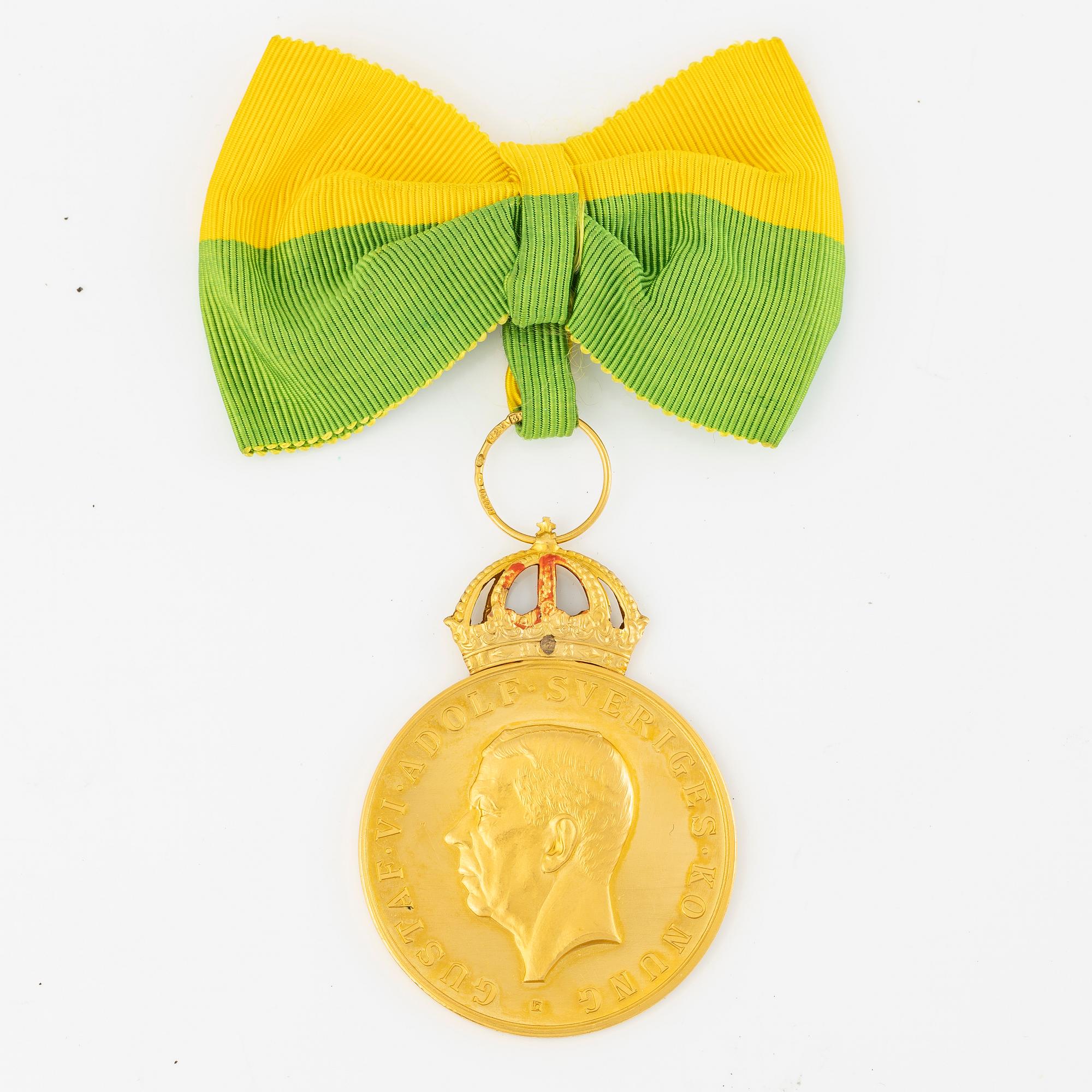 Gustav VI Adolf, medalj i guld, Kungliga patriotiska sällskapet, i etui,