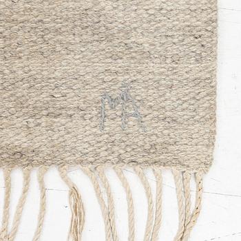 Margareta Åkerberg “Rödlöga” flatweave rug, 250 x 173 cm, signed MÅ.