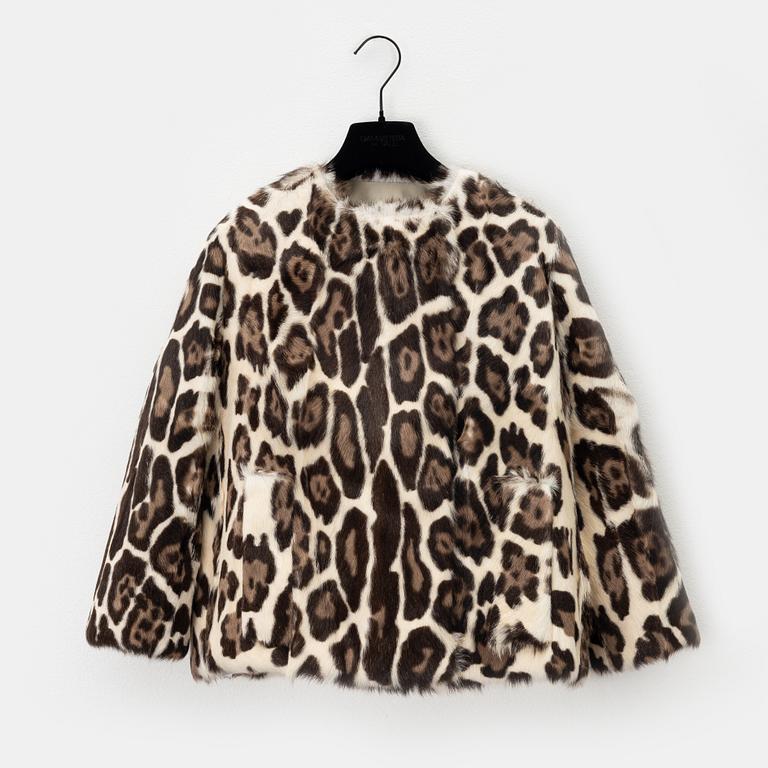 Giambattista Valli, a leaopard print goat fur jacket, Italian size 38.