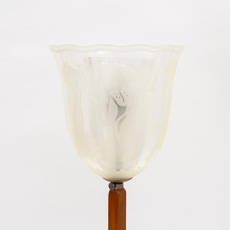 Birger Ekman, An elm and glass floor light, Glössner, first half of the 20th century.