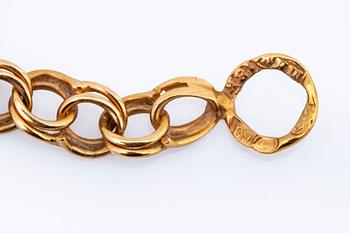 Guldcollier 18K guld, bismarck-länk doserad, ca 43 x 1,5 cm, 15,0 g.