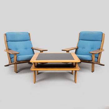 Esko Pajamies, A pair of 1970s 'Pele' armchair and a coffe table for Lepofinn, Finland.