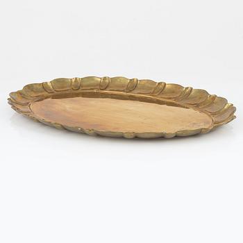 Lars Holmström, a brass tray, Arvika, Sweden, mid 20th Century.