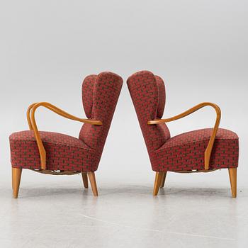 A pair of armchairs, first half of the 20th century, Swedish Modern.