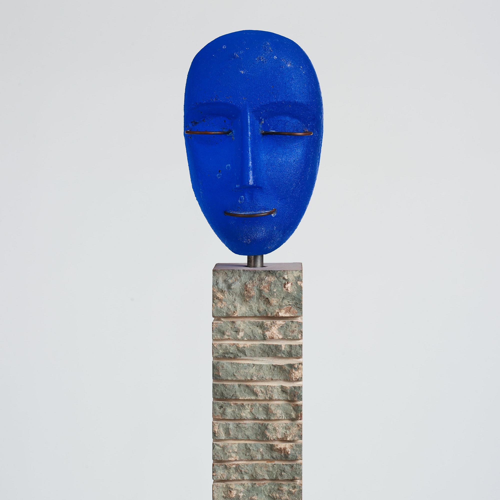 Bertil Vallien, a sand casted 'Head' glass sculpture, Kosta Boda, Sweden ca 1996.