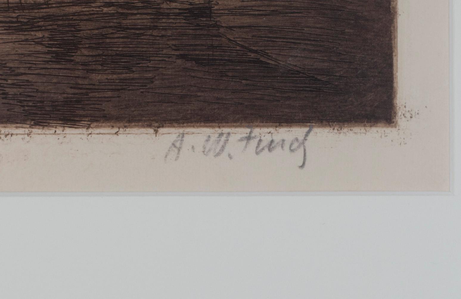 ALFRED WILLIAM FINCH, etsning, sign.