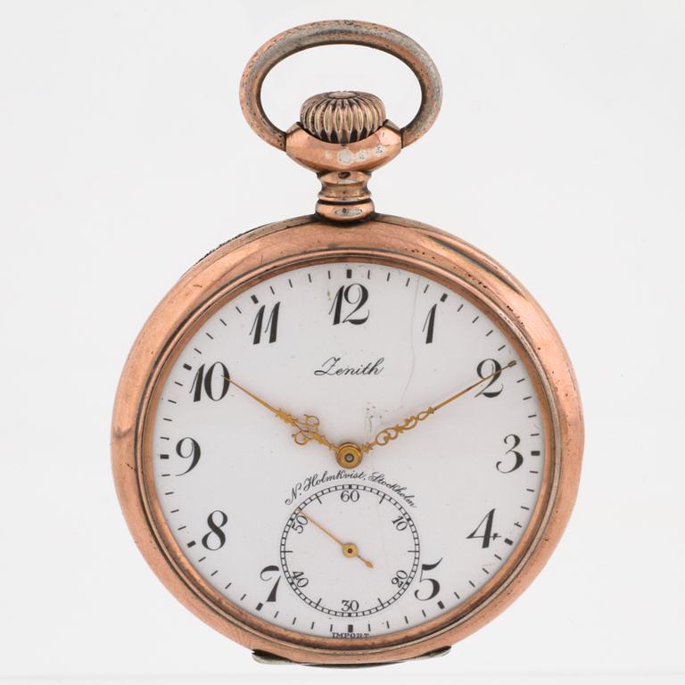 ZENITH, urtavla märkt  "N. Holmkvist Stockholm", fickur, 52 mm.