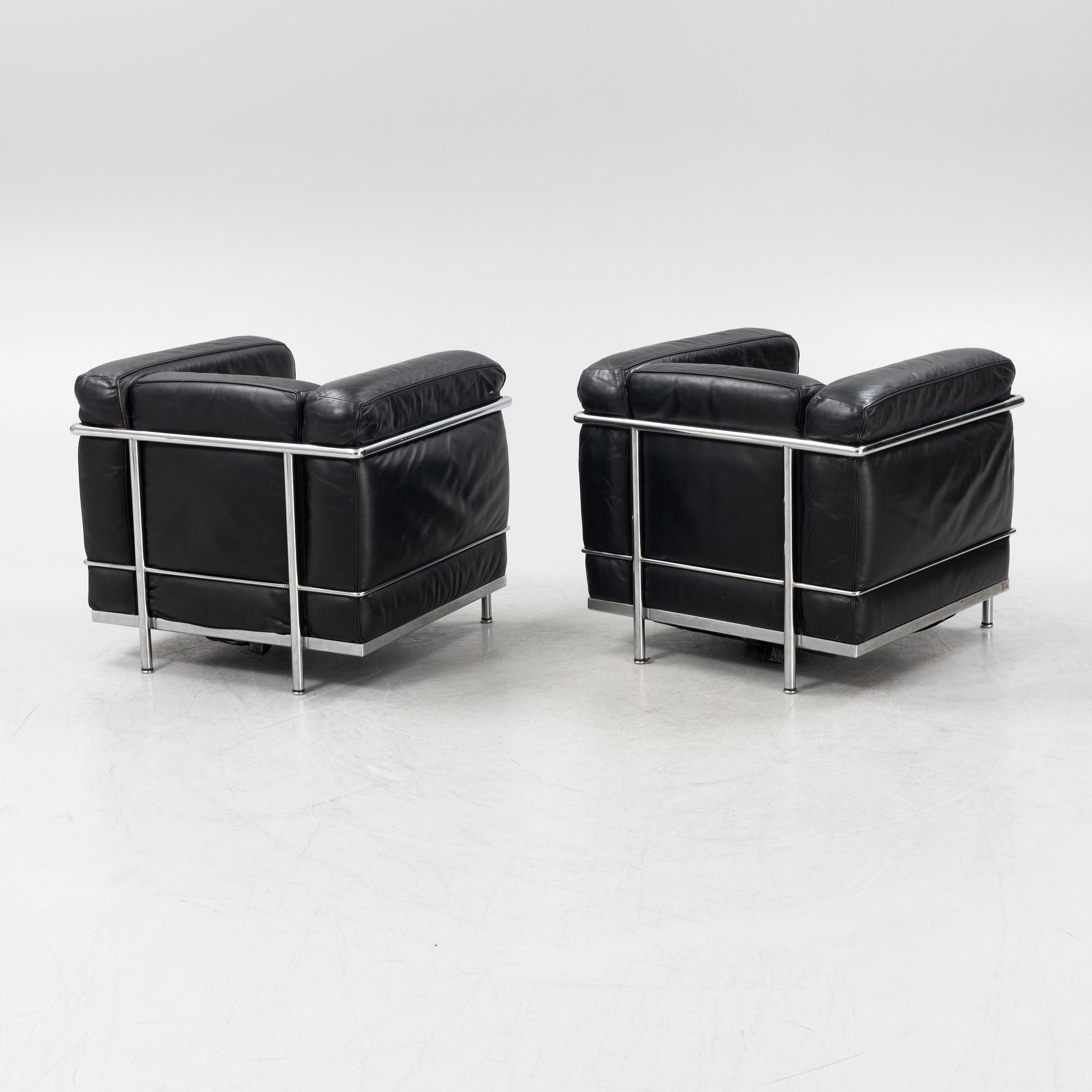 Le Corbusier, Pierre Jeanneret & Charlotte Perriand, a pair of 'LC2' easy chairs, Cassina.