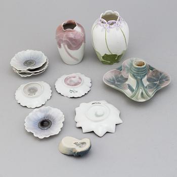 RÖRSTRAND, a set of 11 pieces of Art Nouveau porcelain objects, Sweden, ca 1900.