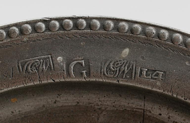 FAT, 2 st, tenn, Carl Gustaf Wigholm, Gävle 1841 och 1857.