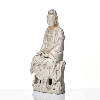 A Chinese blanc de chine figure of Guanyin, Qing dynasty, 18th Century.
