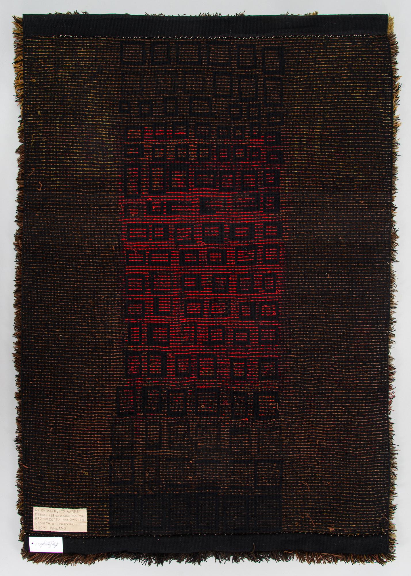 Leena-Kaisa Halme, ryijy, Neovius Oy. 166 x 115 cm.