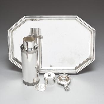 COCKTAILSET, 9 delar, nysilver, 1900-tal.