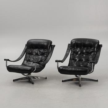 Armchairs, a pair, Göte Möbler, Nässjö, 1970s.