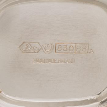 Coffee service, three parts, silver, Kultakeskus Oy, Hämeenlinna,  1976 - 1979.