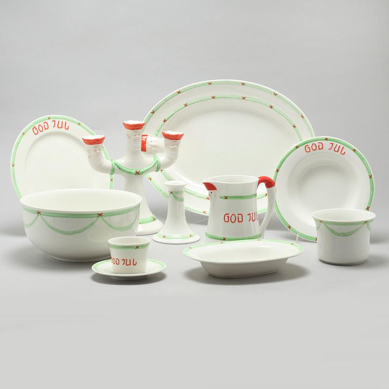 A christmas porcelian tableware set of 37 pcs by Rörstrand from the latter half of the 20th century.