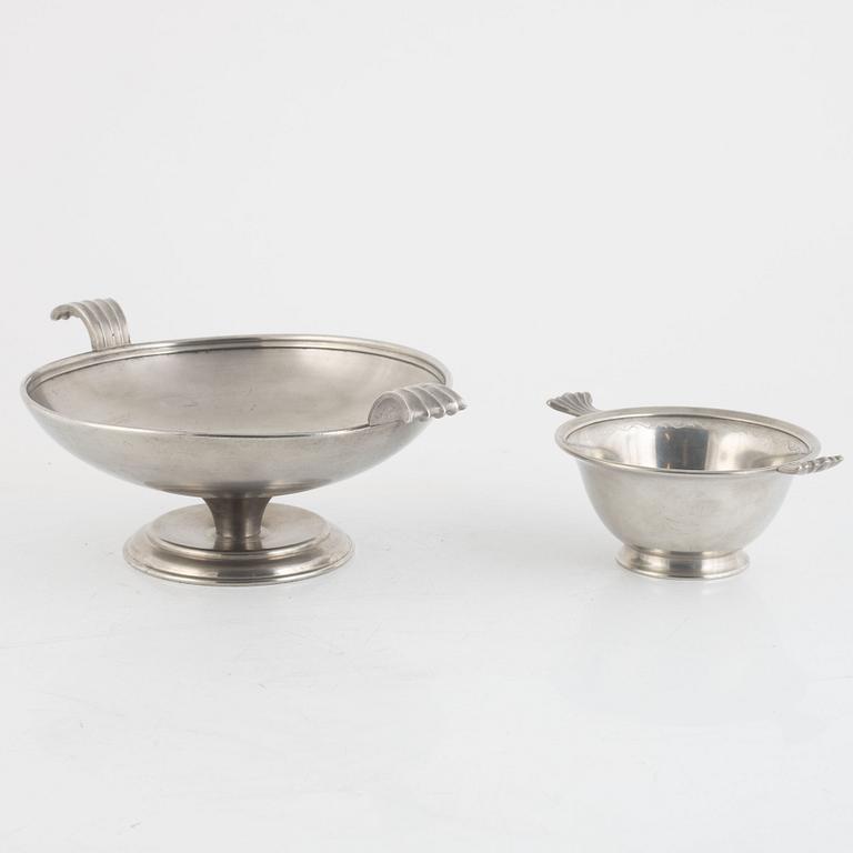 Firma Svenskt Tenn, a set of two pewter bowls models "7" and "598", Stockholm 1928-1935.