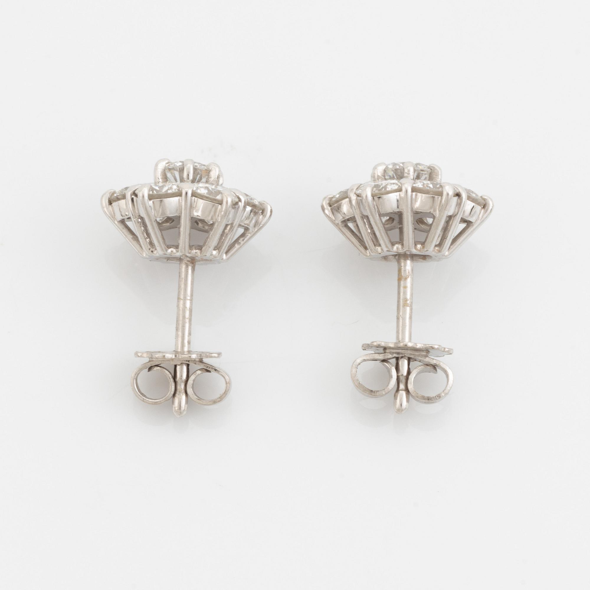 White gold and brilliant cut diamond earrings.