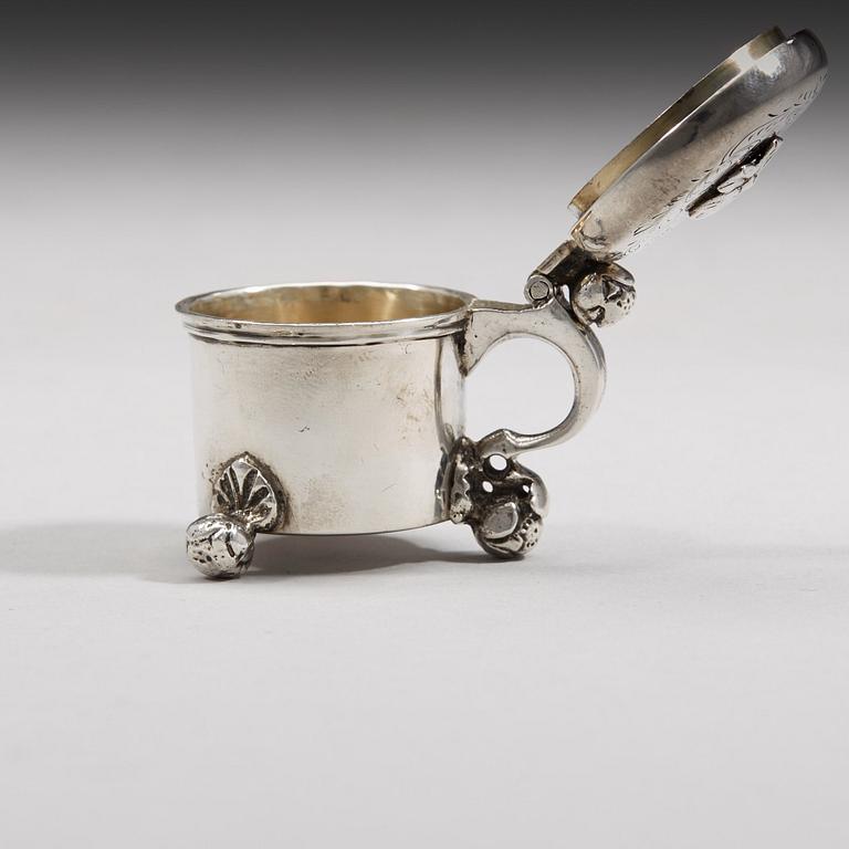 A Swedish 18th century parcel-gilt miniature tankard, unmarked.