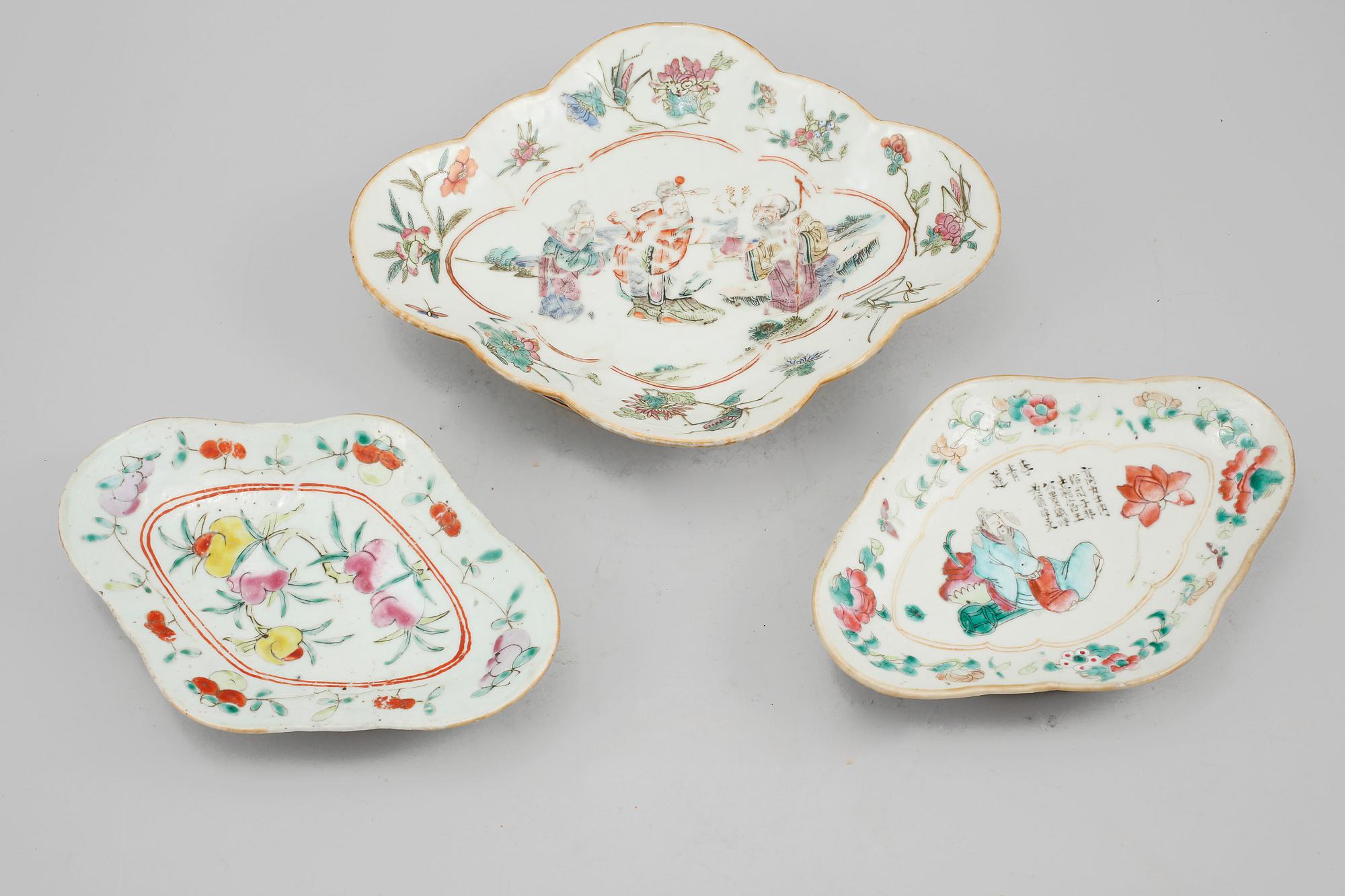 FAT, 3 st, porslin, Kina, 1800-tal.