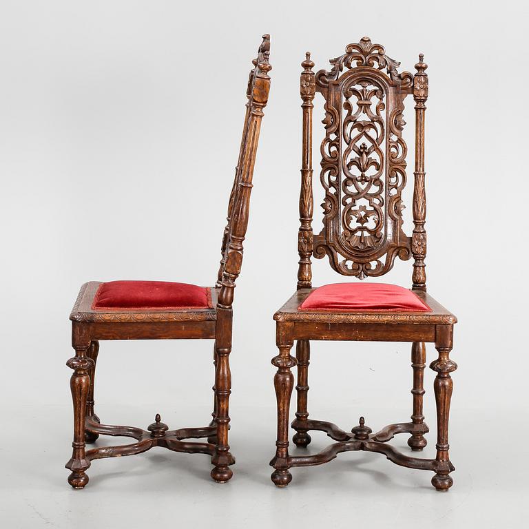 STOLAR, ett par, barockstil, 1880-tal.