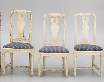 An assembled suite of 10 Transitional chairs, Stockholm, later part of the 18th century.