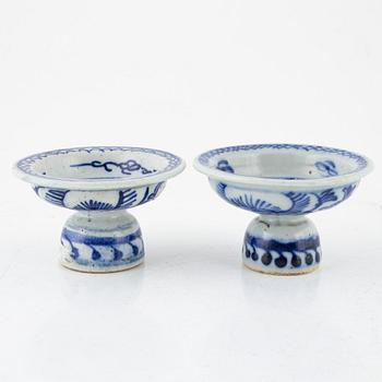 Salt cellars, 2 similar pieces, porcelain, Southeast Asia, circa 1900.