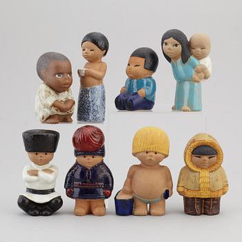 LISA LARSON, figurer, 8 st, stengods, Gustavsberg.