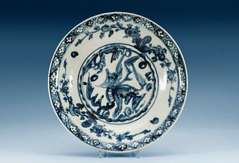A blue and white charger, Ming dynasty.