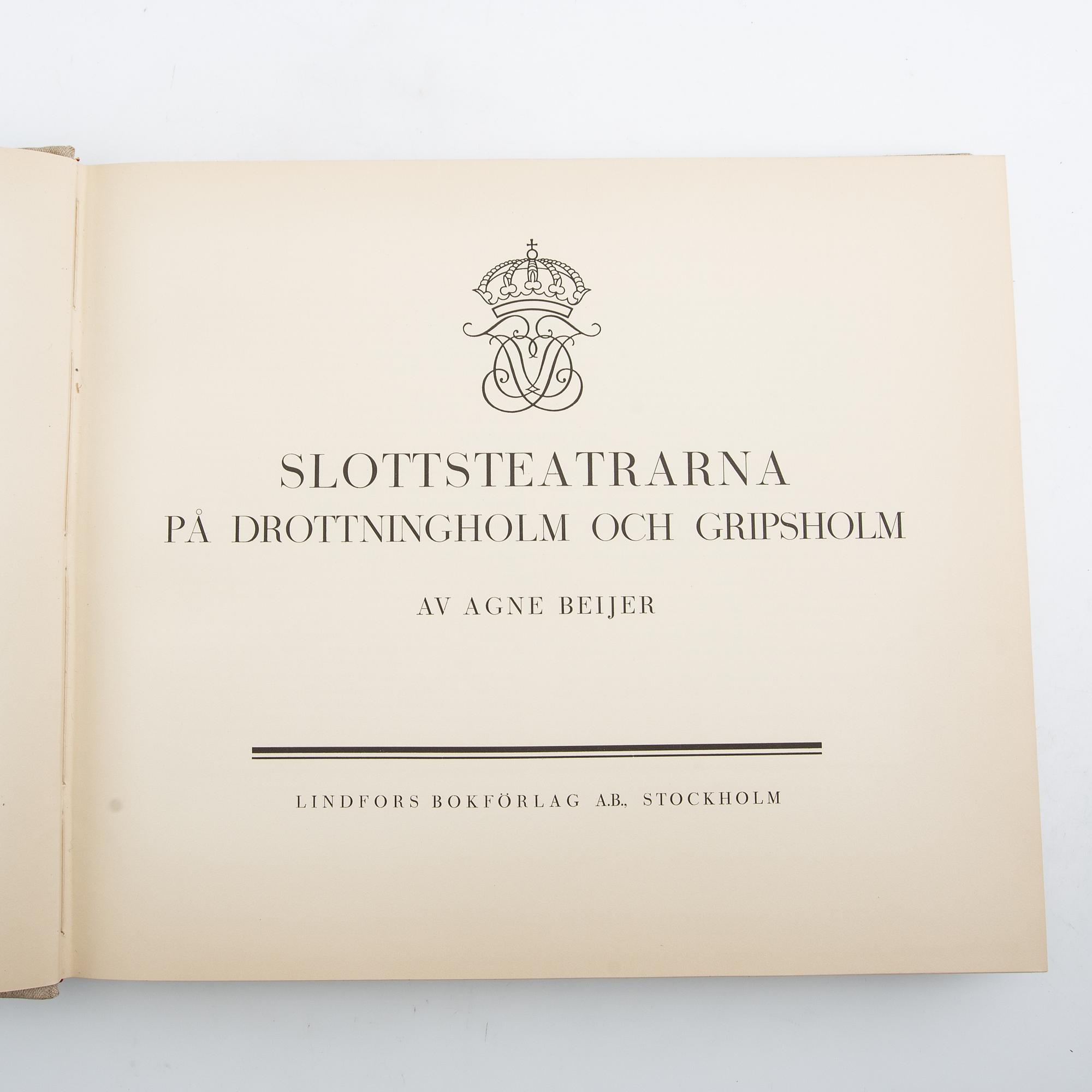 Book "The Castle Theatres at Drottningholm and Gripsholm" Agne Beijer Stockholm 1937 no. LXII/CCLV.