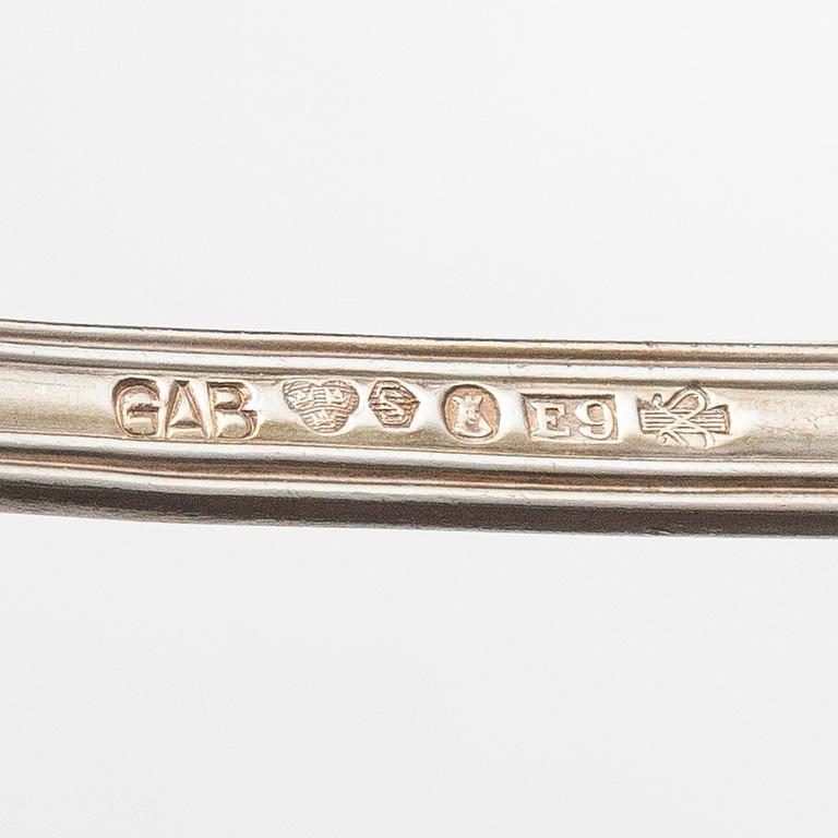 Bestickservis, 24 delar, silver, modell Olga, bland annat GAB, Stockholm, 1955-93.