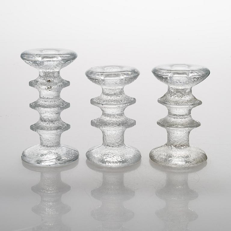 Timo Sarpaneva, A 13-piece set of 'Festivo' glass candlesticks, Iittala.