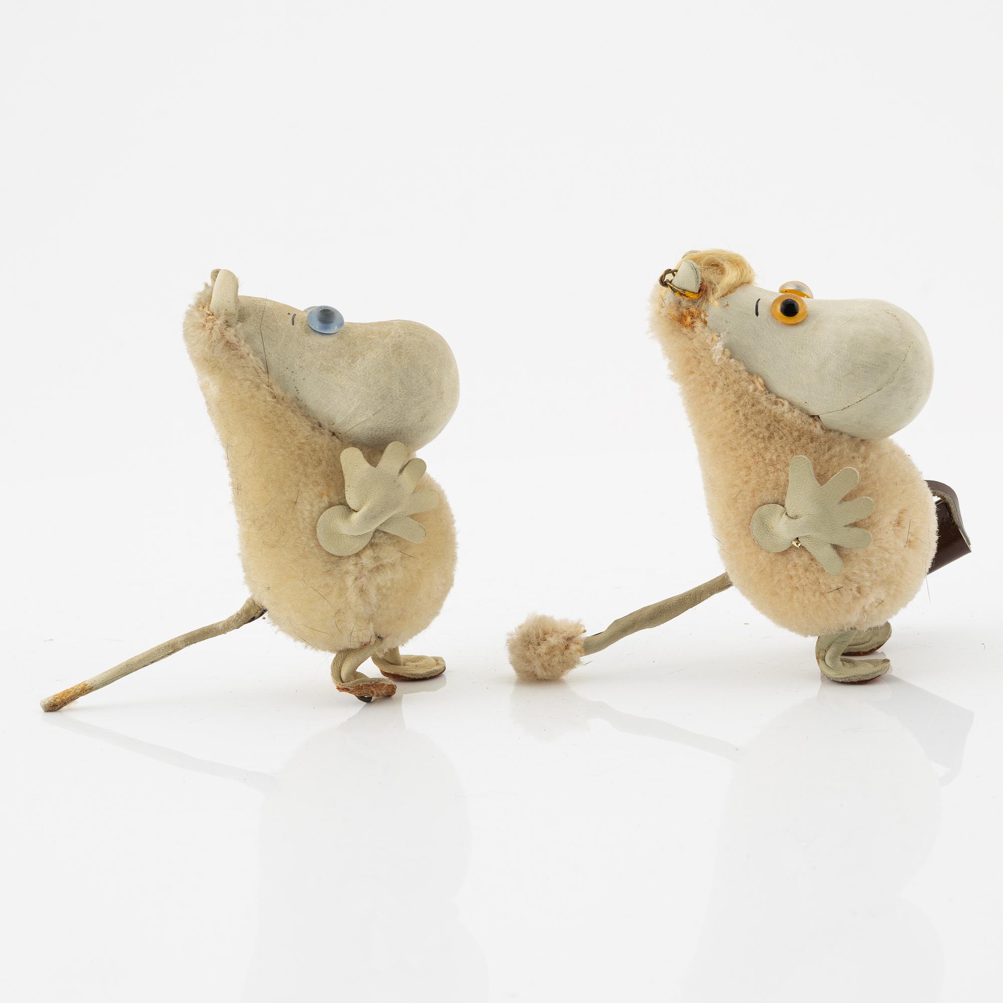 Atelier Fauni, Muminfigurer, 2 st, "Mumin" & "Snorkfröken", Finland, 1950-60-tal.