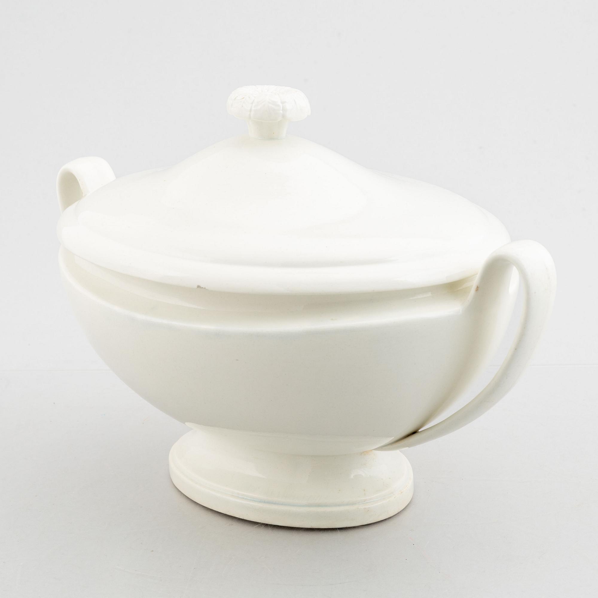 Terrin med lock, flintgods, Rörstrand, 1800-talets första hälft.