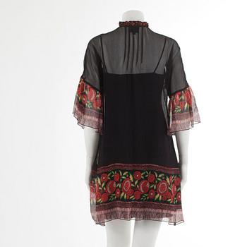ANNA SUI, a black chiffon dress, size small.