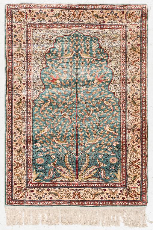 Carpet, silk approximately 125 x 90 cm.