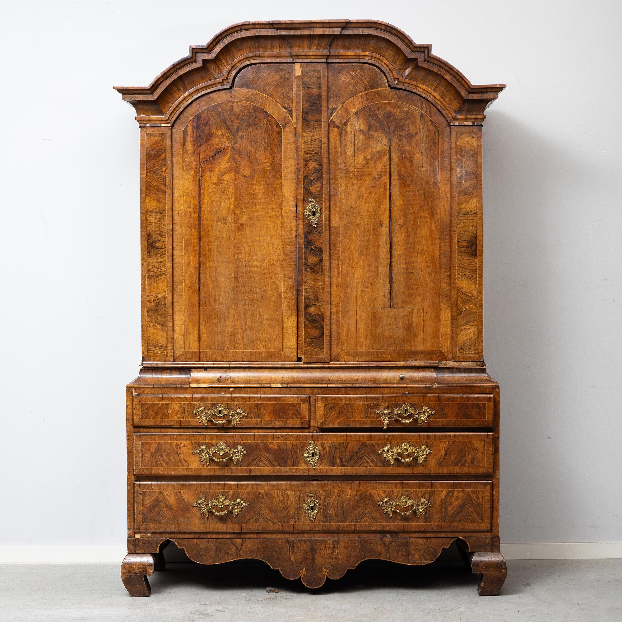 A rococo parquetry cabinet, Stockholm, later part 18th century.