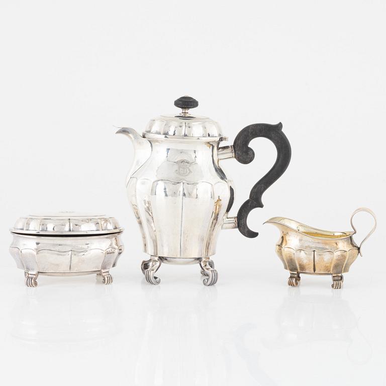 Kaffeservis, 3 delar, silver, rokokostil, GAB, Stockholm, 1926.