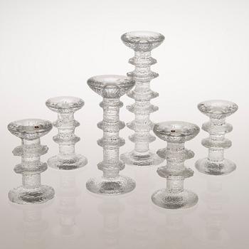 TIMO SARPANEVA, A set of six 'Festivo' glass candlesticks for Iittala.