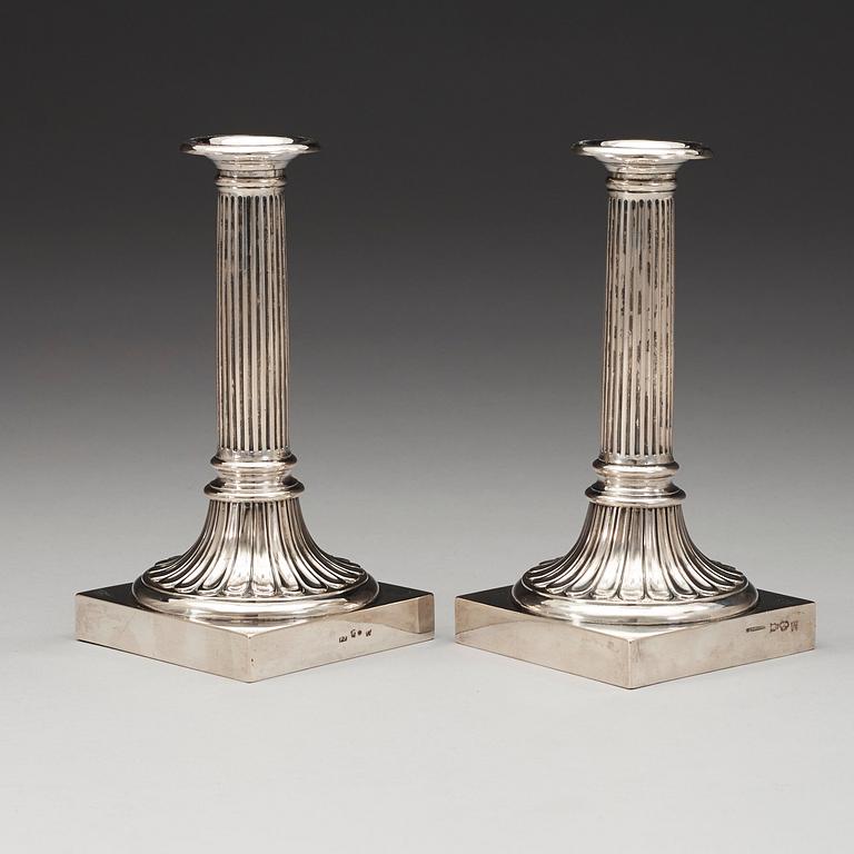 A pair of Swedish 18th century candlesticks, marks of Pehr Zethelius 1779.