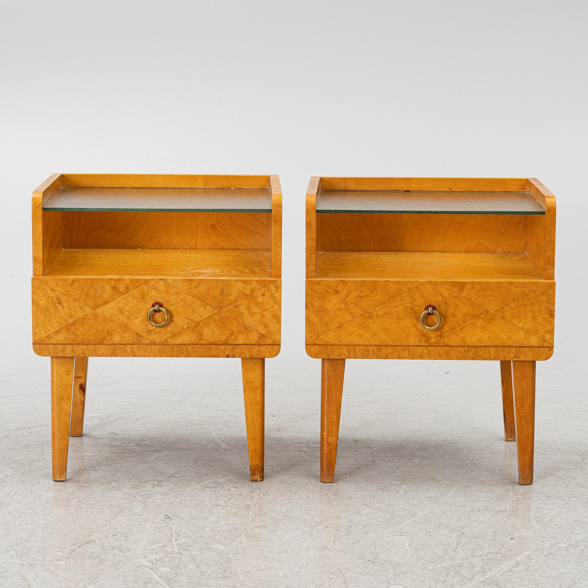Bedside tables, a pair, Swedish Modern, 1940s.